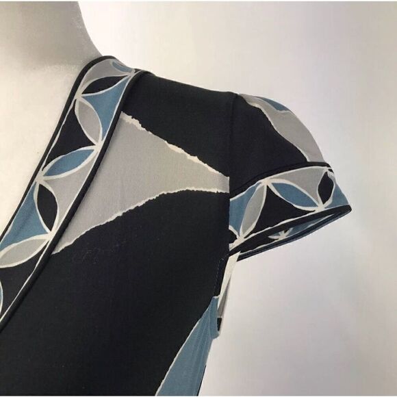 BCBGMAXAZARIA Petite Small A-Line Color-Block Belted Knee Length Dress. Retro. - Picture 4 of 10